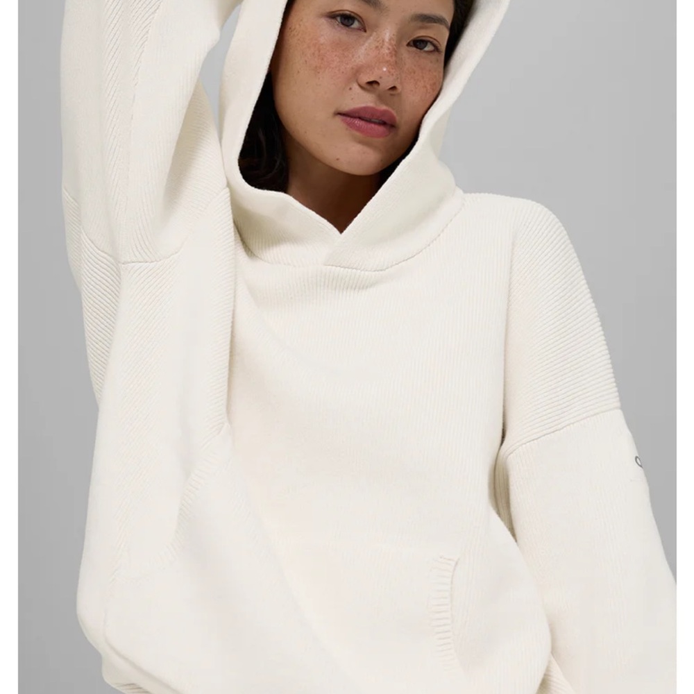 ALO Yoga Ivory Knit Hoodie Sweater
